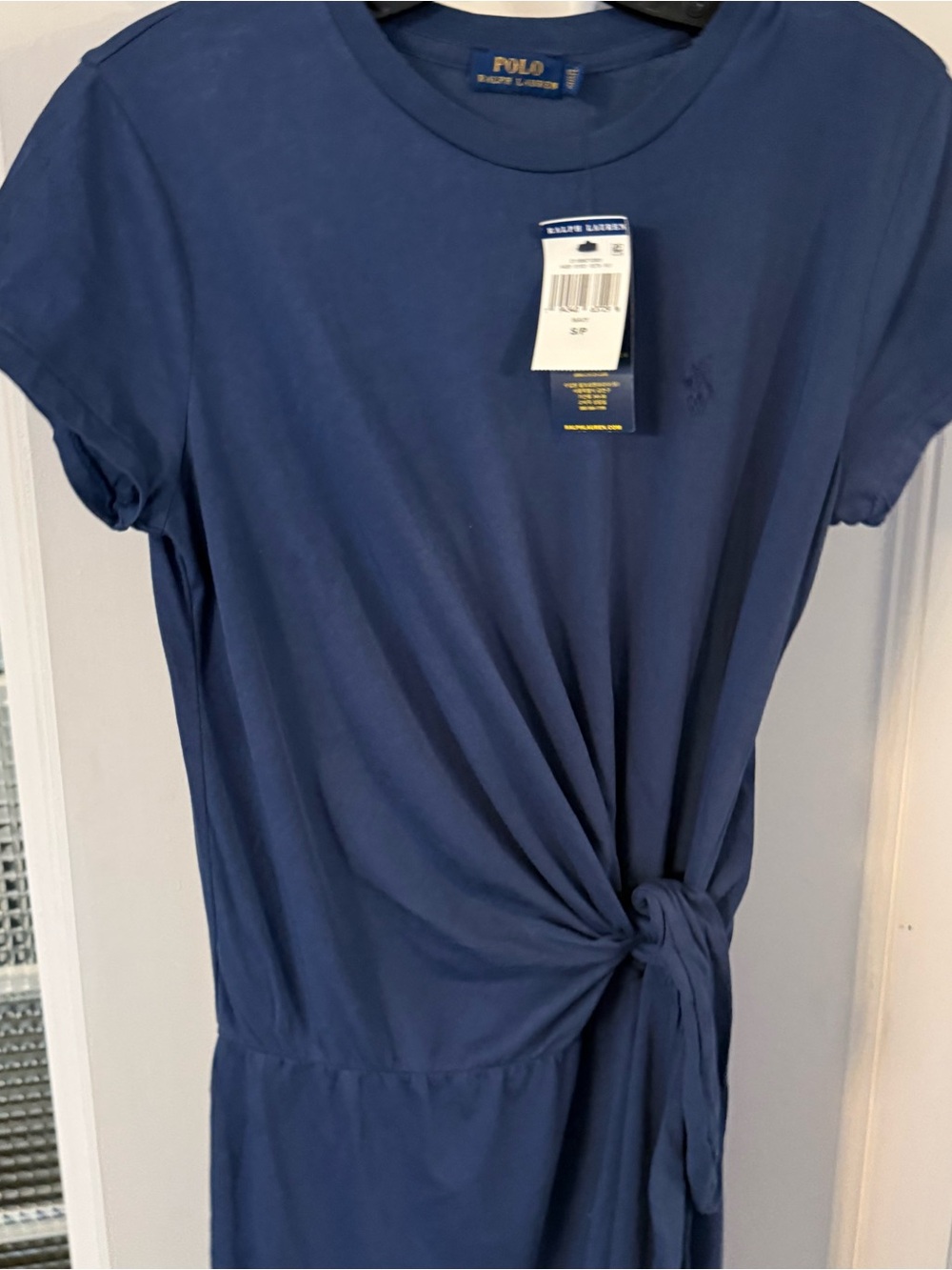 Polo Ralph Lauren Women’s Wrap T-Shirt Dress Navy Blue Tie Waist Sz S/P NWT - Picture 5 of 14